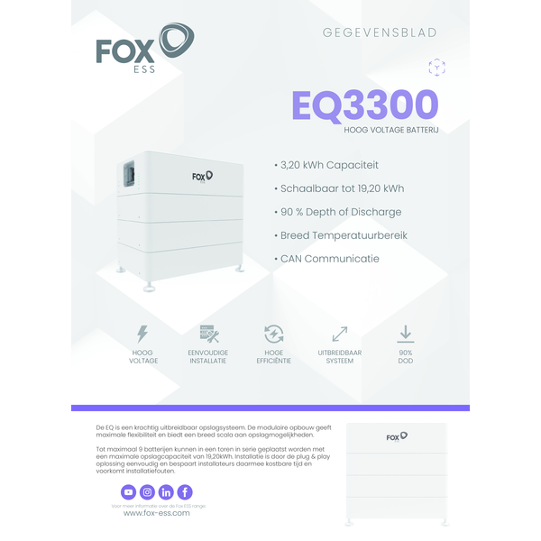 FOX-ESS Thuisbatterij SET H3-8.0-E  en  ECS3300 L5 - 3-FASE