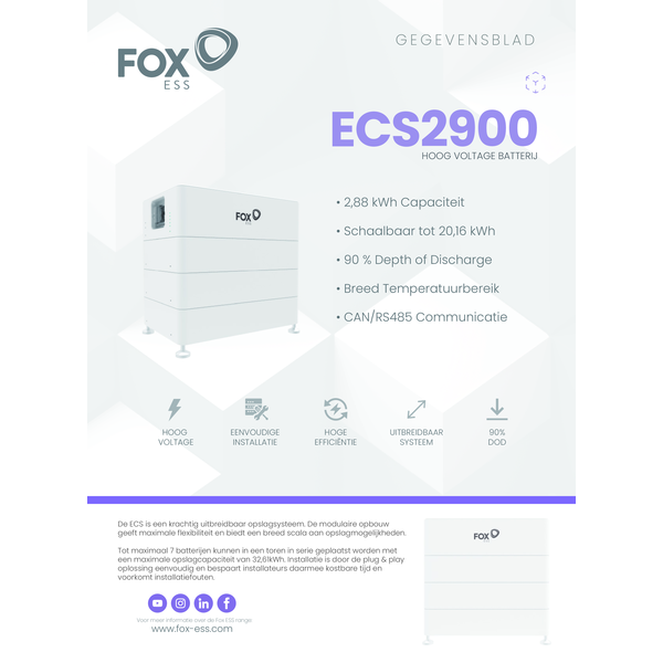 FOX-ESS Thuisbatterij SET H3-6,0-E  en  ECS2900-H4 3-FASE