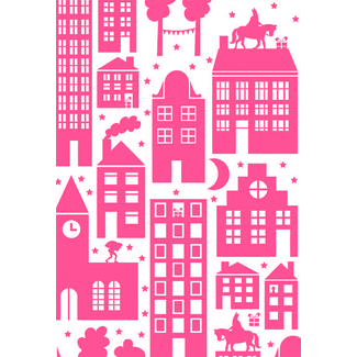 Saint in the City fluorescent pink giftwrapping paper