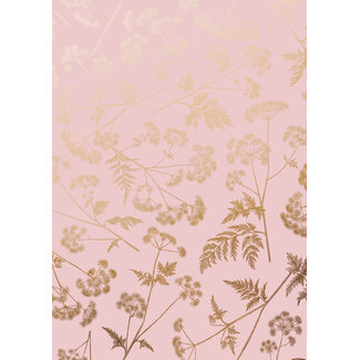 Gepunktetes Wildblumen-Geschenkpapier Rosa/Gold