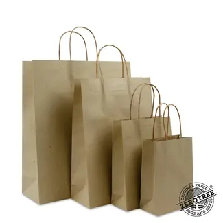 ZEROTREE Twisted carrier bags grass paper brown