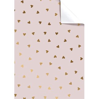 Hearts soft pink metallic giftwrapping paper