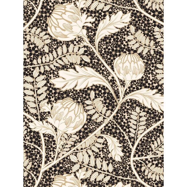 Salon des Fleurs Black/Beige giftwrapping paper