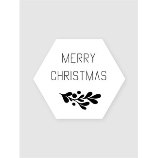 Frohe Weihnachten (Stechpalmenblatt) weiß/schwarz etiketten ( 500 Stück)