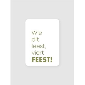 Wie dit leest viert feest white/green etiketten