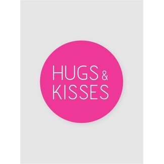 Hugs & Kisses neon pink/white etiketten