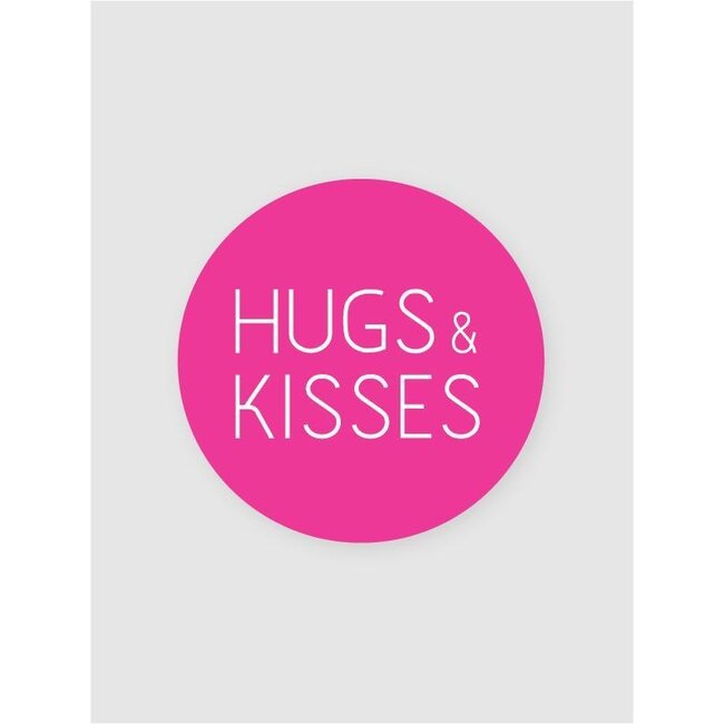 Hugs & Kisses neon pink/white etiketten