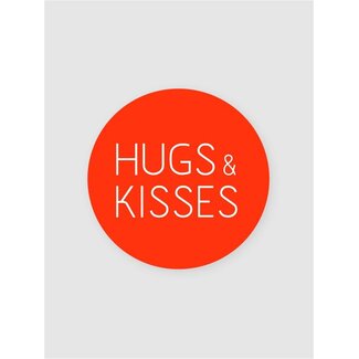Hugs & Kisses neon orange/white etiketten ( 500 stuks)