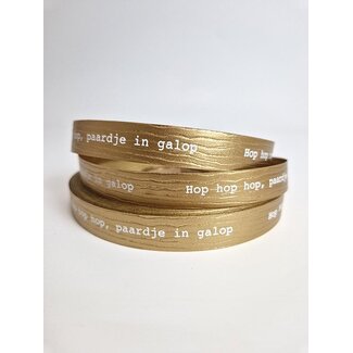 Hop, hop, hop, Pferd im Galopp, geschenkband in Gold/Weiß