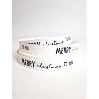 Merry Christmas to you ribbon, white/black