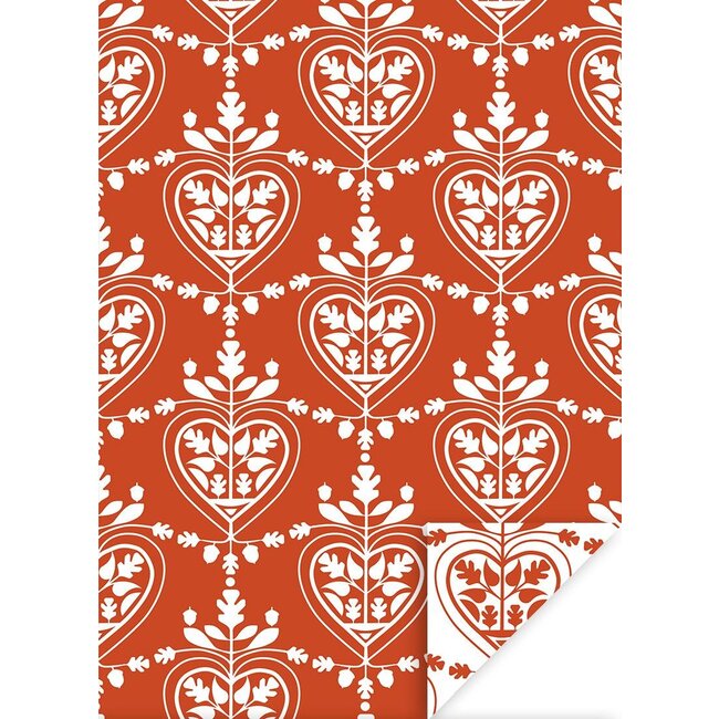 Folk Hearts Rotes geschenkpapier