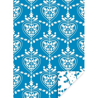Folk Hearts Blue inpakpapier