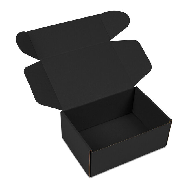 Black shipping boxes