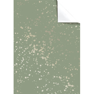 Sprenkel sage green inpakpapier