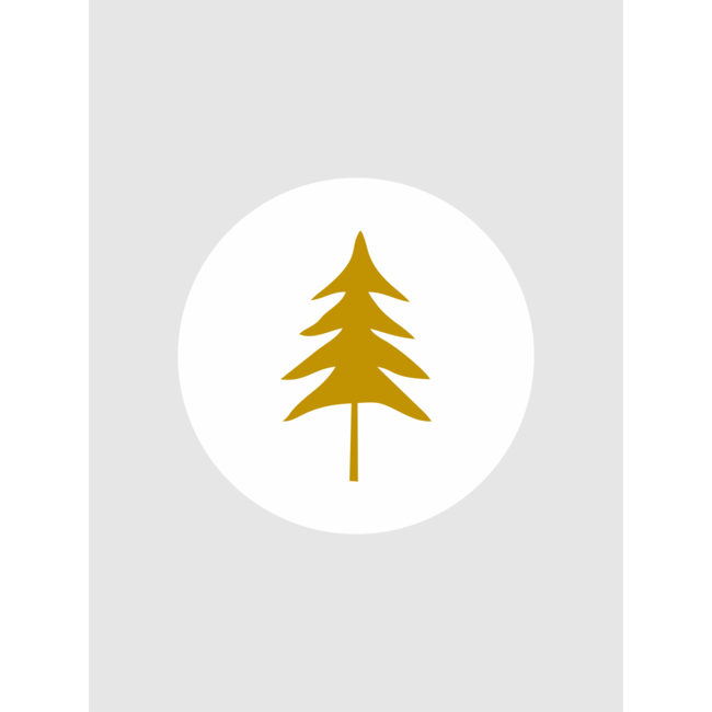 Etiket kerstboom wit /goud  (500 stuks op rol)