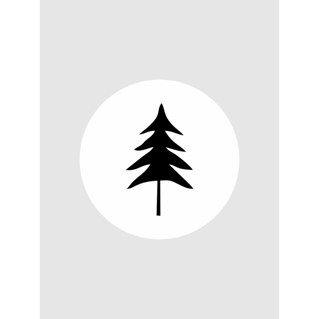 Etiket kerstboom  wit /zwart (500 stuks op rol)