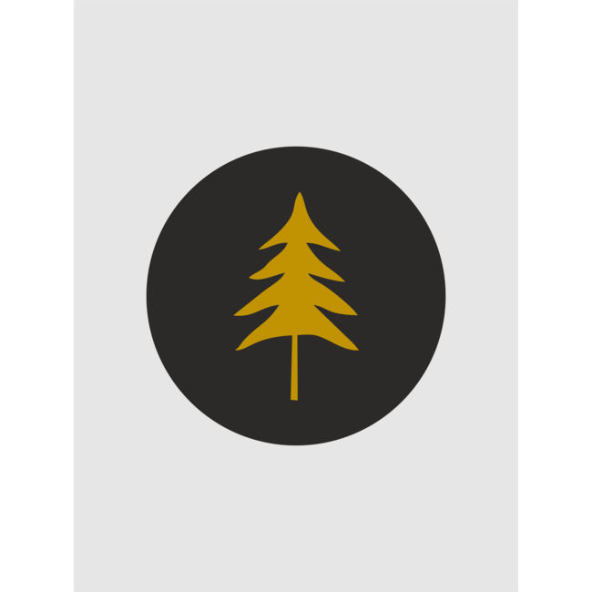 Etiket kerstboom  zwart/ goud (500 stuks op rol)