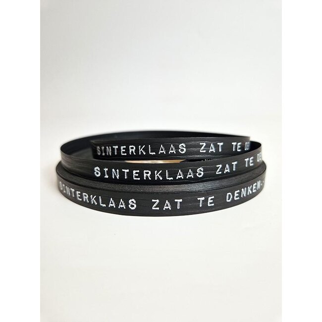Der Nikolaus saß da und dachte nach – Geschenkband Schwarz/Weiß