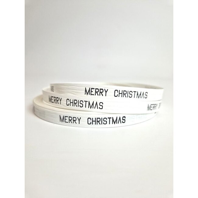 Frohe Weihnachten geschenkband weiß/schwarz
