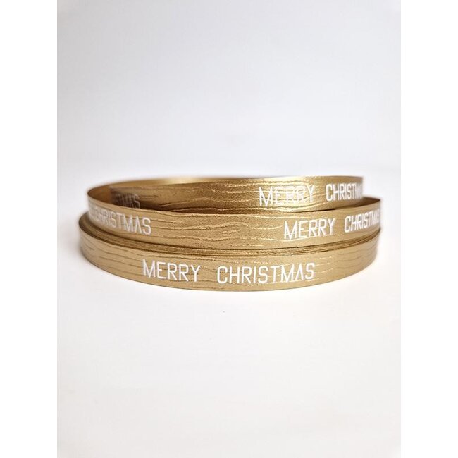 Merry Christmas lint goud/wit