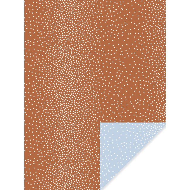 Dots caramel/lightbleu inpakpapier