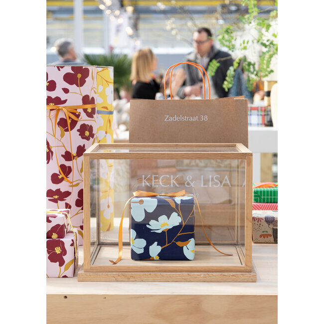 Cosmea darkblue/aqua giftwrapping paper