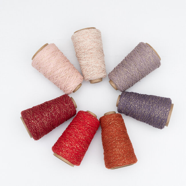Baumwolle Cord Lurex rot/rosa Farbtöne