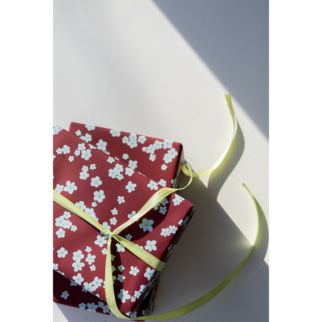 Blossom bordeaux /blauw/goud inpakpapier