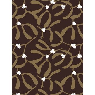 Mistletoe Brown/Gold giftwrapping paper