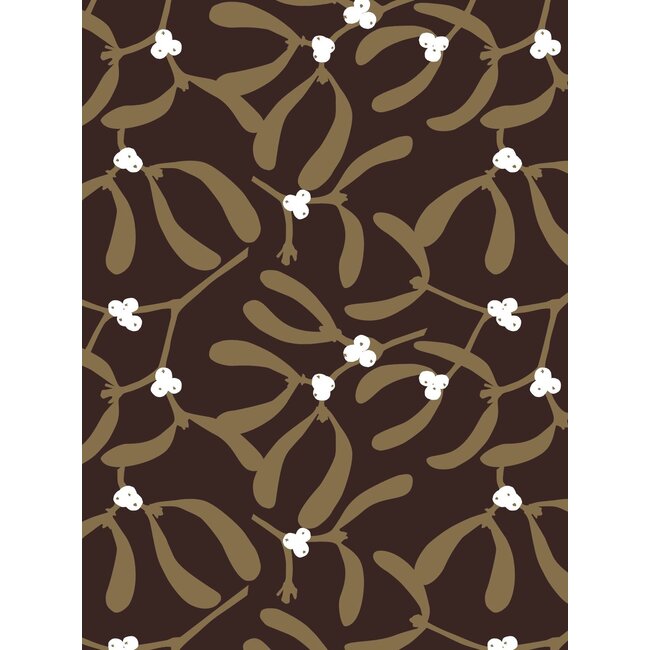 Mistletoe Brown/Gold giftwrapping paper