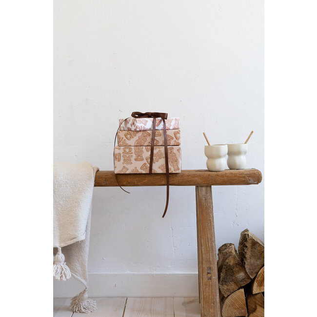 Speculoos white/bronze metallic giftwrapping paper