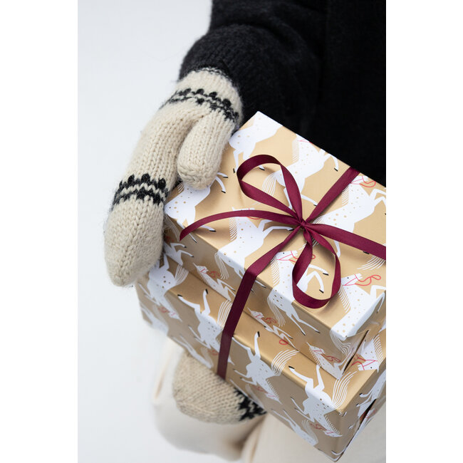 Pferd OZOSNEL Gold/Rot-Geschenkpapier