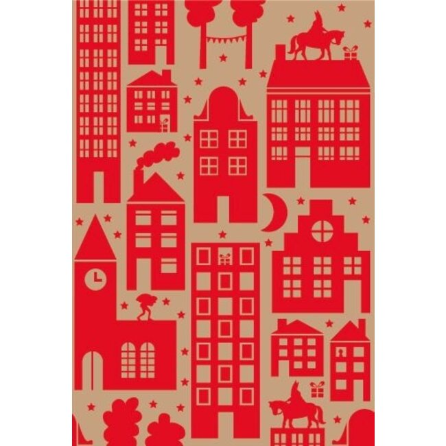 Saint in the City red eco giftwrapping paper