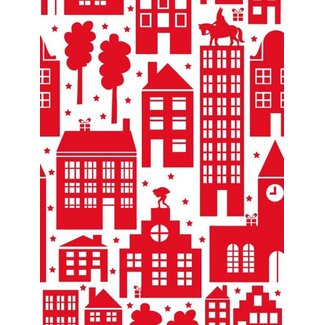 Saint in the City red giftwrapping paper