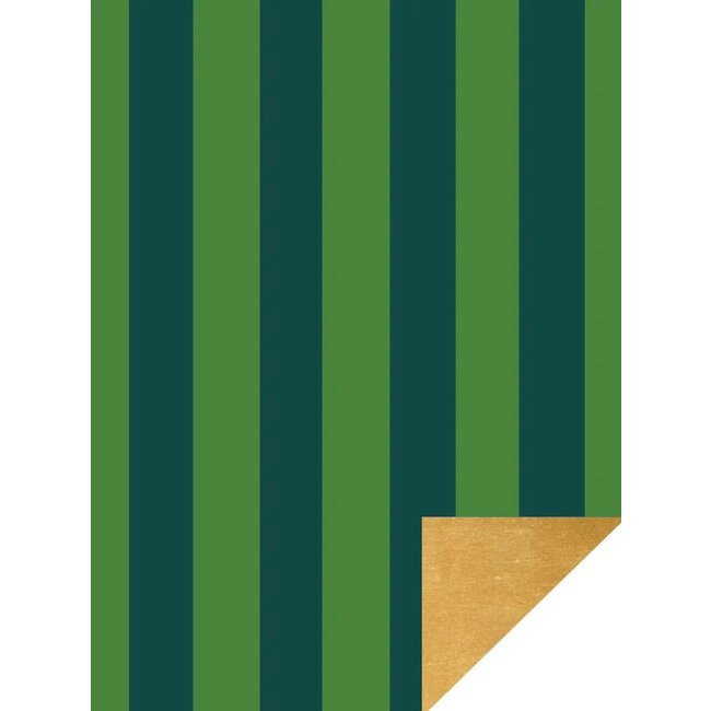 Streifen Grün /Gold Geschenkpapier
