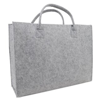 Luxe stevige vilten shopper licht grijs