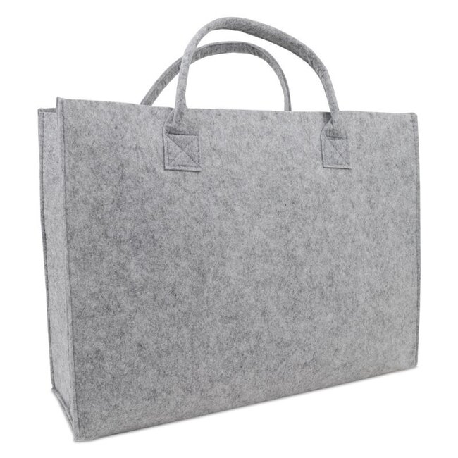 Luxe stevige vilten shopper licht grijs