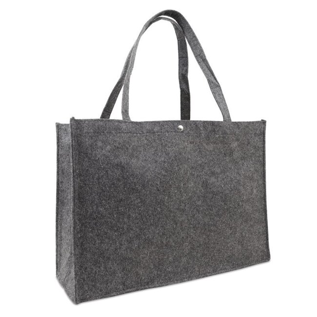 Felt carrier bag, dark grey with press stud