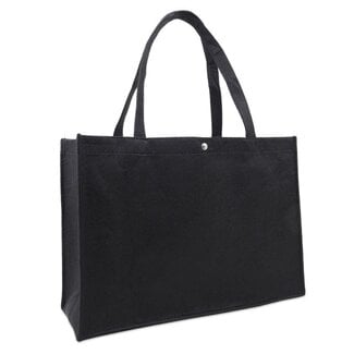 Black felt carrier bag with press stud