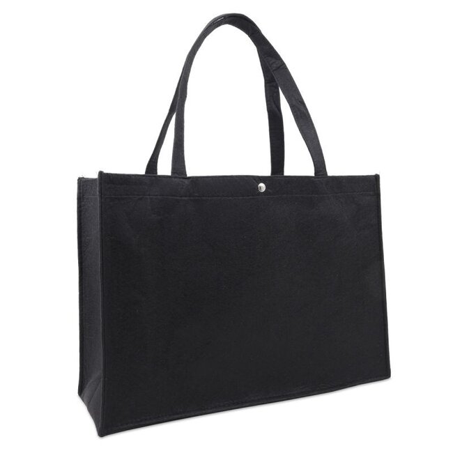 Black felt carrier bag with press stud