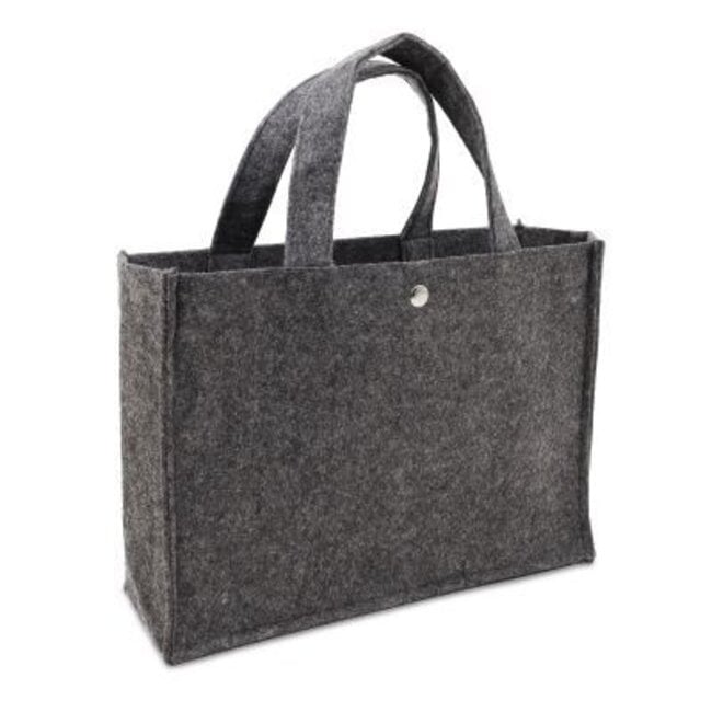 Small felt bags in dark grey with press stud