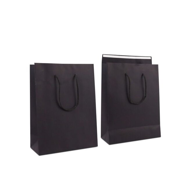 Luxe papieren draagtas zwart (100 stuks)