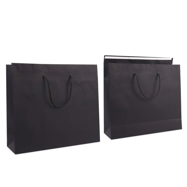 Luxe papieren draagtas zwart (100 stuks)