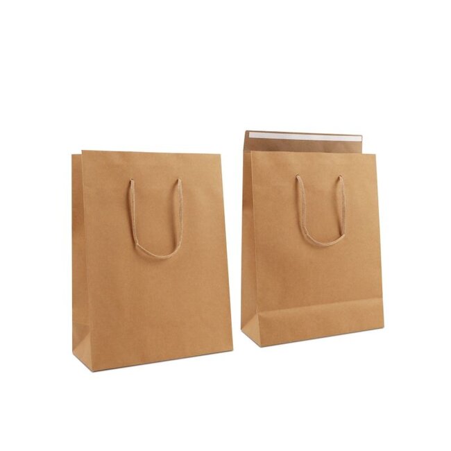 Luxe papieren draagtas bruin (100 stuks)