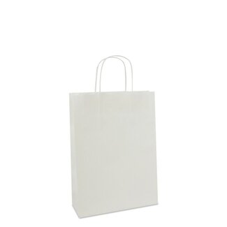 Papieren Twisted de luxe draagtassen + bodemkarton wit