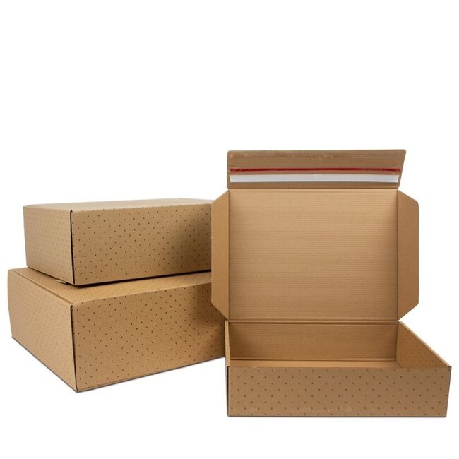 Dots shipping boxes with return strip