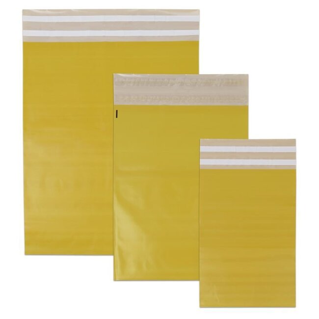 Shipping bags with return strip ochre