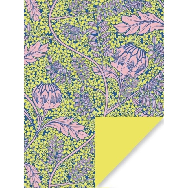 Salon des Fleurs Pink/bleu yellow inpakpapier