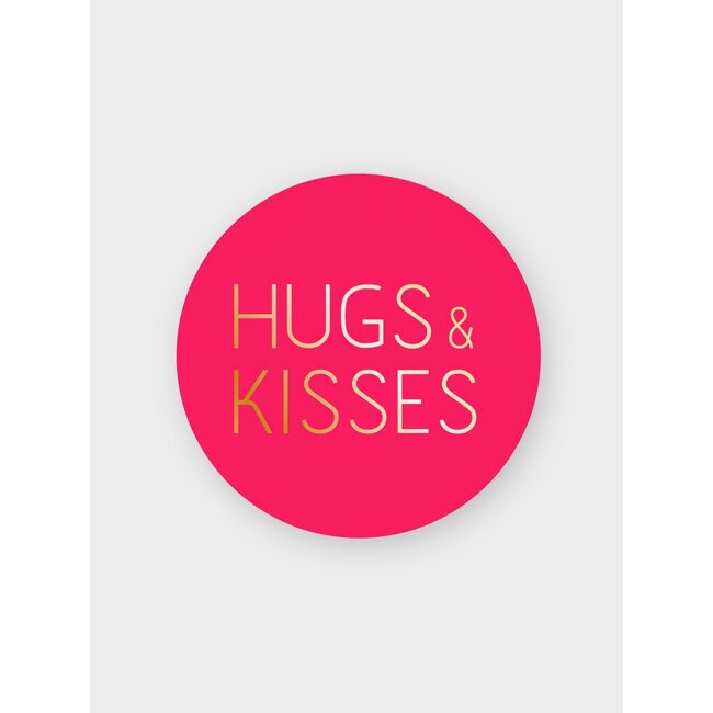 Hugs & Kisses neon pink/gold etiketten ( 500 stuks)