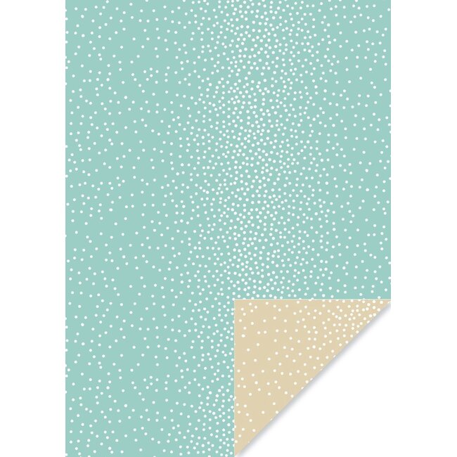 Dots mintgroen/sand  inpakpapier